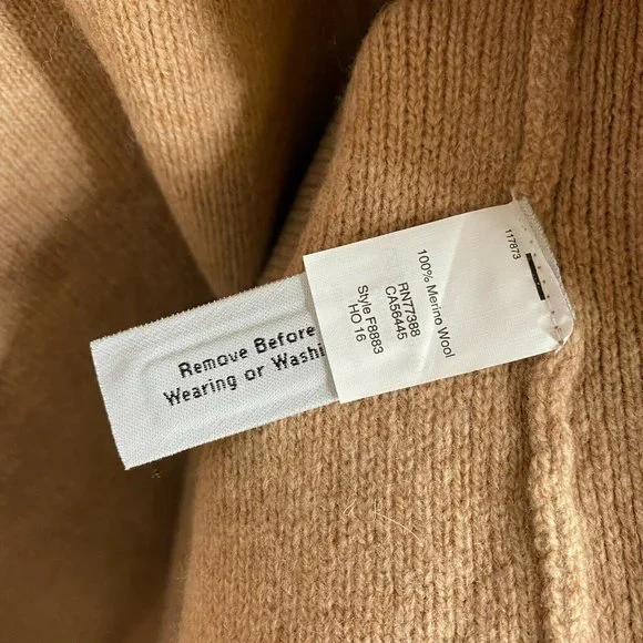 Madewell Womens Camel Beige Rivington Soft Merino Wool Coat Sweater Size XS - Picture 6 of 6